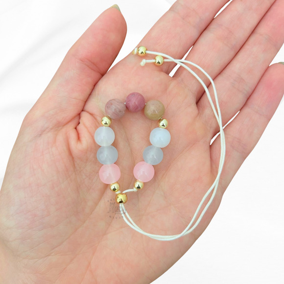 Wishing You a Healthy Pregnancy Bracelet – Rose Quartz, Moonstone, Aquamarine - Picture 1 of 5